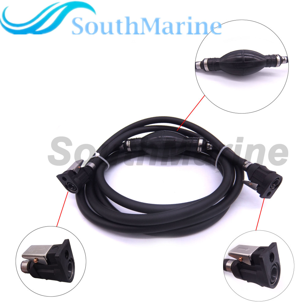 Boat Engine 6Y2-24306-55 56 6YK-24306-60 61 62 63 64 Fuel Line Hose with Connector and Primer Pump Assy for Yamaha, 5/16''/8mm Pipe, Length 9.8ft