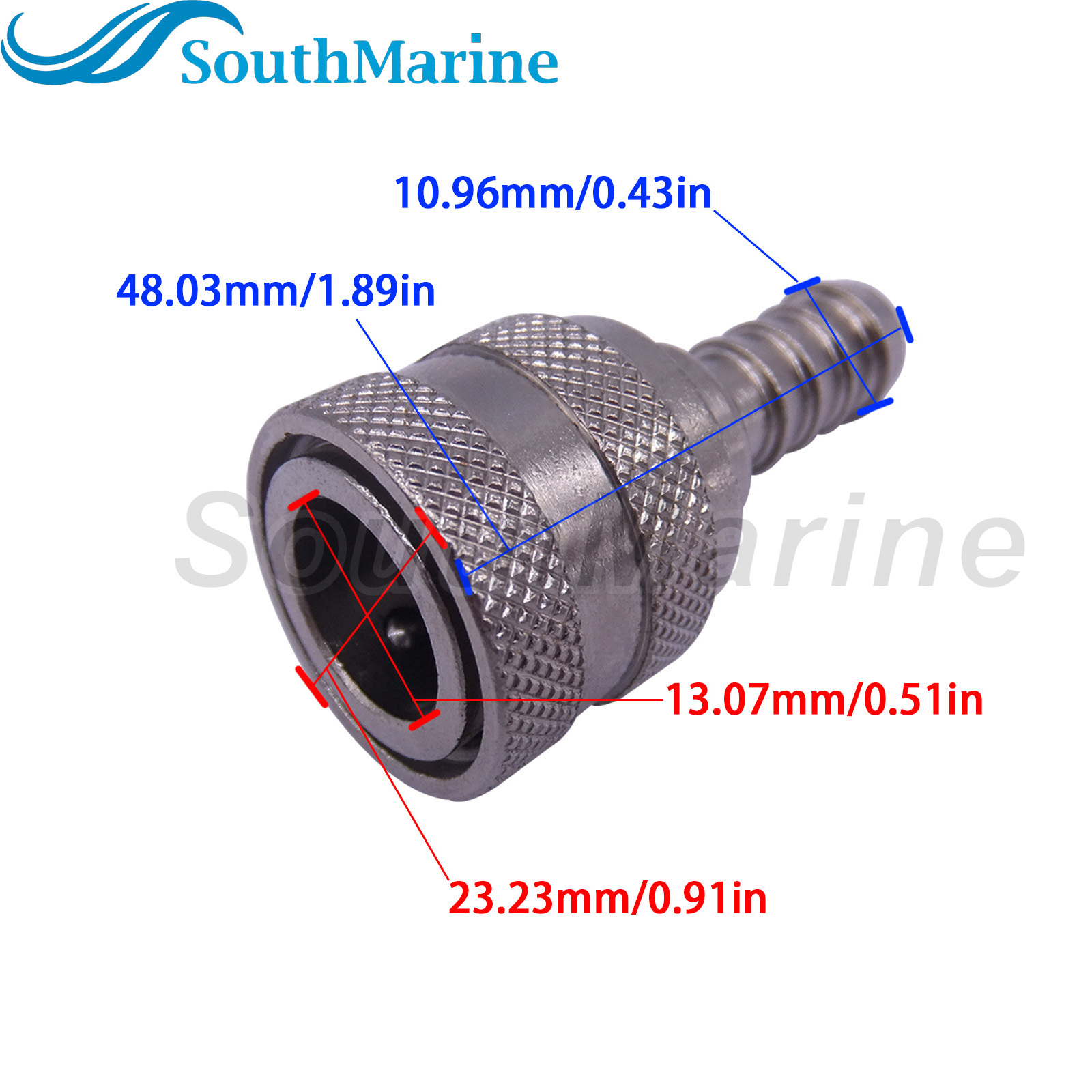 Boat Motor 65750-95500 Female Fuel Line Connector (Tank End) for Suzuki Outboard Engine, fits 5/16’’/8mm Hose, 13mm Connector