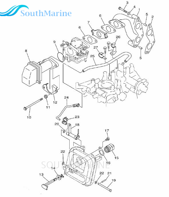 Boat Motor 66M-13646-00 Carburetor Gasket for Yamaha 4-Stroke F9.9 F15 T9.9 Outboard Engine