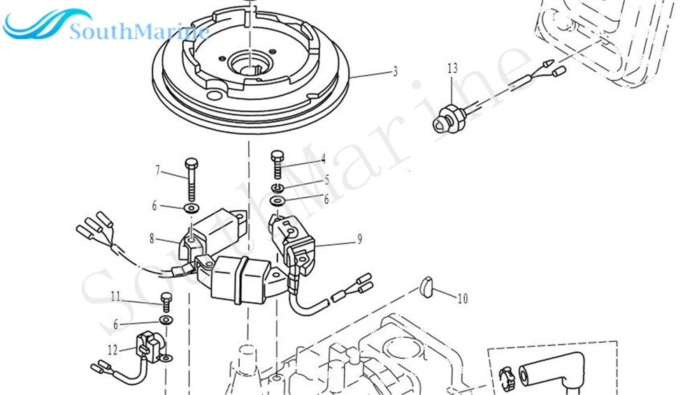 Boat Motor 66M-85520-00 Charge Coil for Yamaha 9.9HP 15HP T9.9 F9.9 F15 Outboard Engine