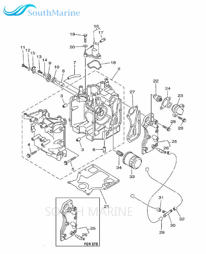 Boat Motor 62Y-12414-00 Thermostat Cover Gasket for Yamaha 4-Stroke F15 F25 F30 F40 F50 F60 T9.9 T25 T60 Outboard Engine