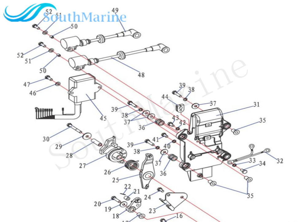 Boat Engine 61N-85540-13 12 11 10 CDI Coil Unit Assy for Yamaha Outboard C 25HP 30HP E25B E30H 25B 30H 2-Stroke