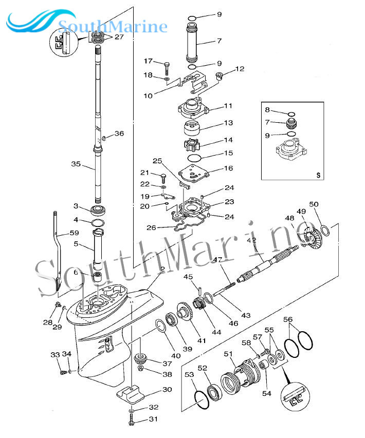 SouthMarine Outboard Engine 6D5-45510-00 Transmission shafts, other than for land vehicles for 4-Stroke F25D Boat Motor