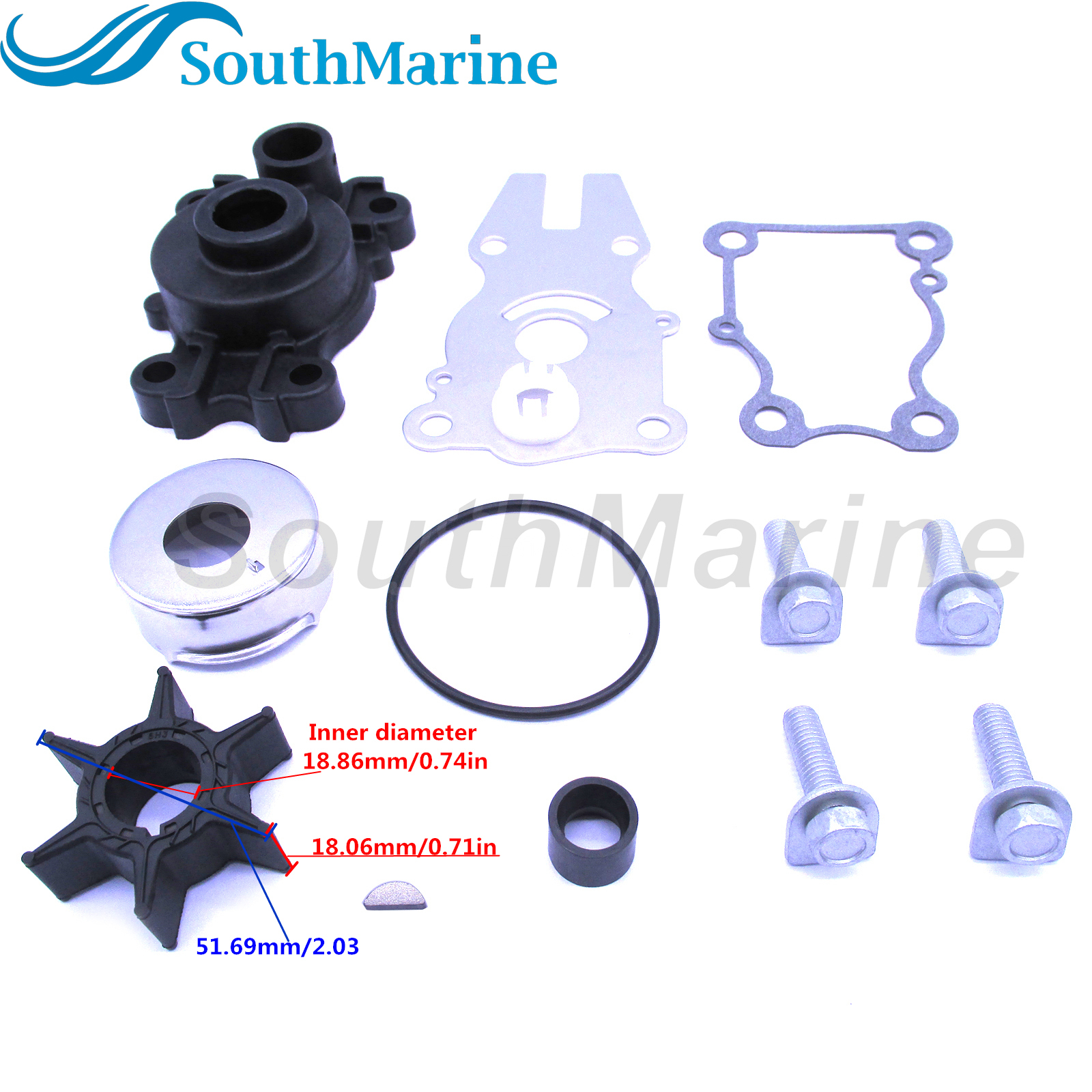 Boat Motor 63D-W0078-01 Water Pump Repair Kit Without Housing for Yamaha 40HP 50HP 60HP Outboard Engine,for Sierra Marine 18-3434