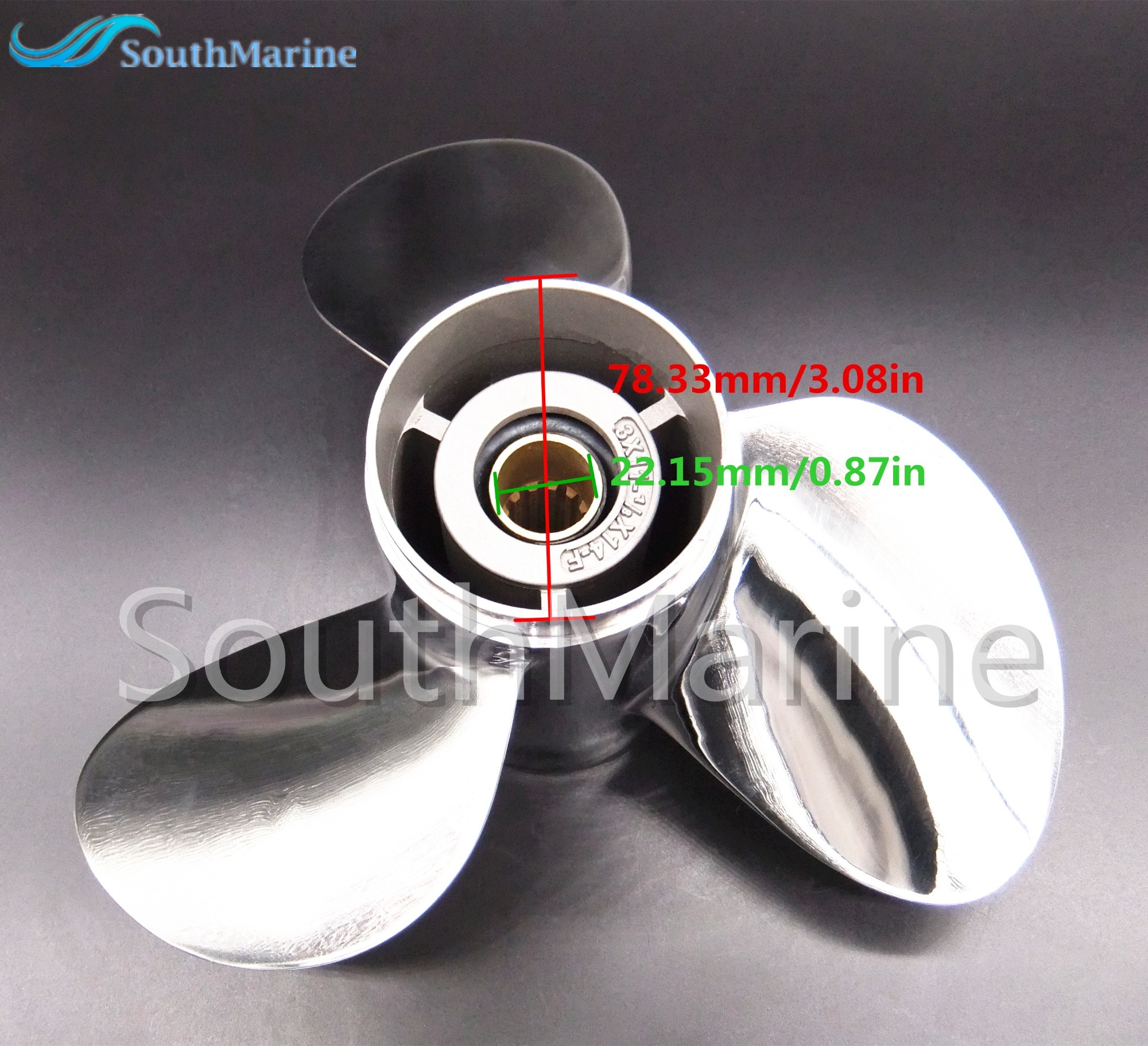 SouthMarine Stainless Steel Propeller 11 1/8x14-F for Yamaha 40HP 50HP Outboard Motor11 1/8 x 14 -F