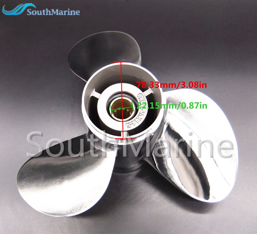 SouthMarine Stainless Steel Propeller 11 1/8x14-F for Yamaha 40HP 50HP Outboard Motor11 1/8 x 14 -F
