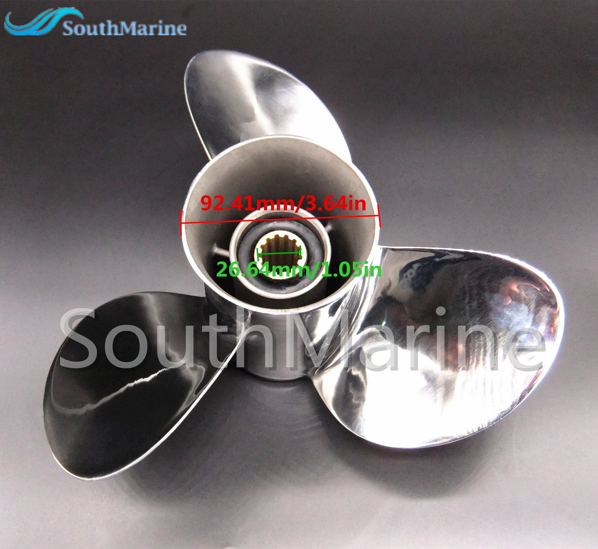 SouthMarine Stainless Steel Propeller 11 1/8x14-F for Yamaha 40HP 50HP Outboard Motor11 1/8 x 14 -F