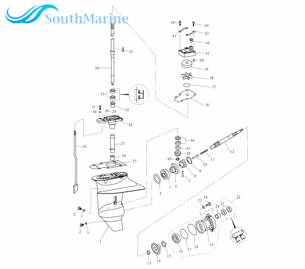 F15-06010000 F20-04000100 Forward Gear for Parsun HDX Makara Outboard Engine 2-Stroke T15BM T9.9BM