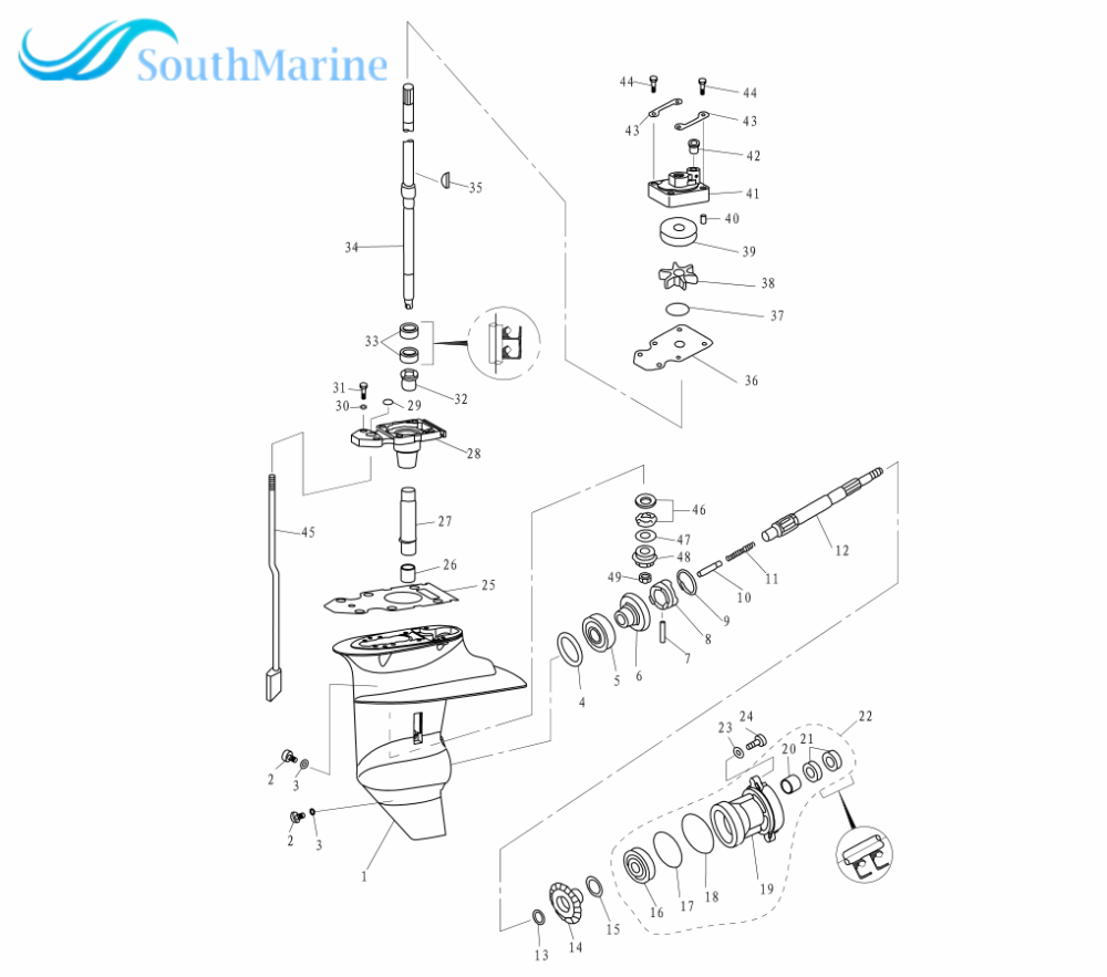 F15-06070001 Propeller Shaft for Parsun HDX Makara Outboard Motor 2-Stroke T15BM T9.9BM