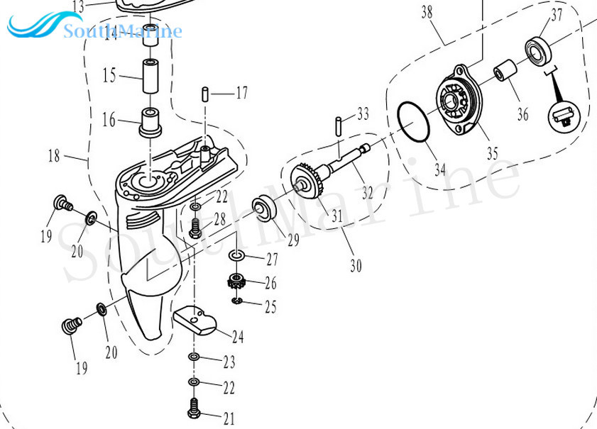 T2-03000201 T2-03000200 T2-03000202 Outboard Engine Propeller Shaft & Forward Gear Assembly for Parsun T2 T2.6 Boat Motor