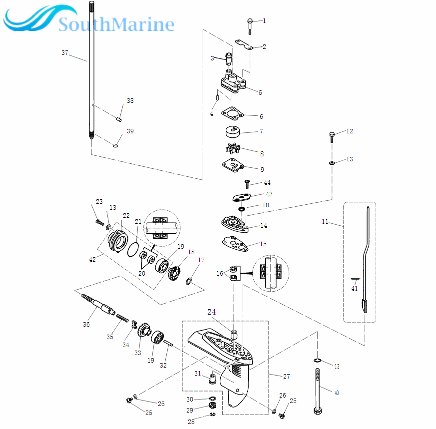 F4-03000004 Short Drive Shaft for Parsun Hidea Outboard Engine 4-Stroke F4 F5 Boat Motor
