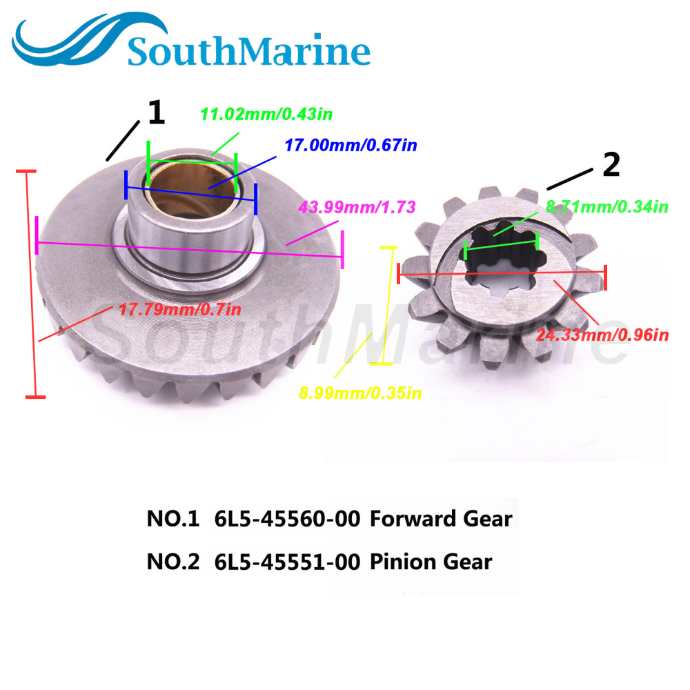 SouthMarine F2.6-03000018 Pinion Gear and F2.6-03000019 Forward Gear Kit for Parsun HDX Makara F2.6 BM Outboard Motor 4-Stroke