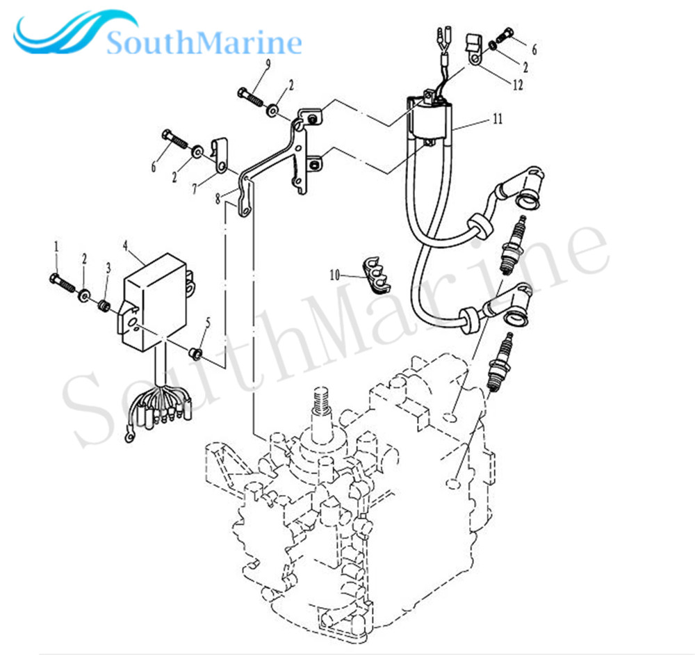 6B4-85570-00-00 Ignition Coil for Yamaha 2-Stroke Outboard Engine E15D E9.9D