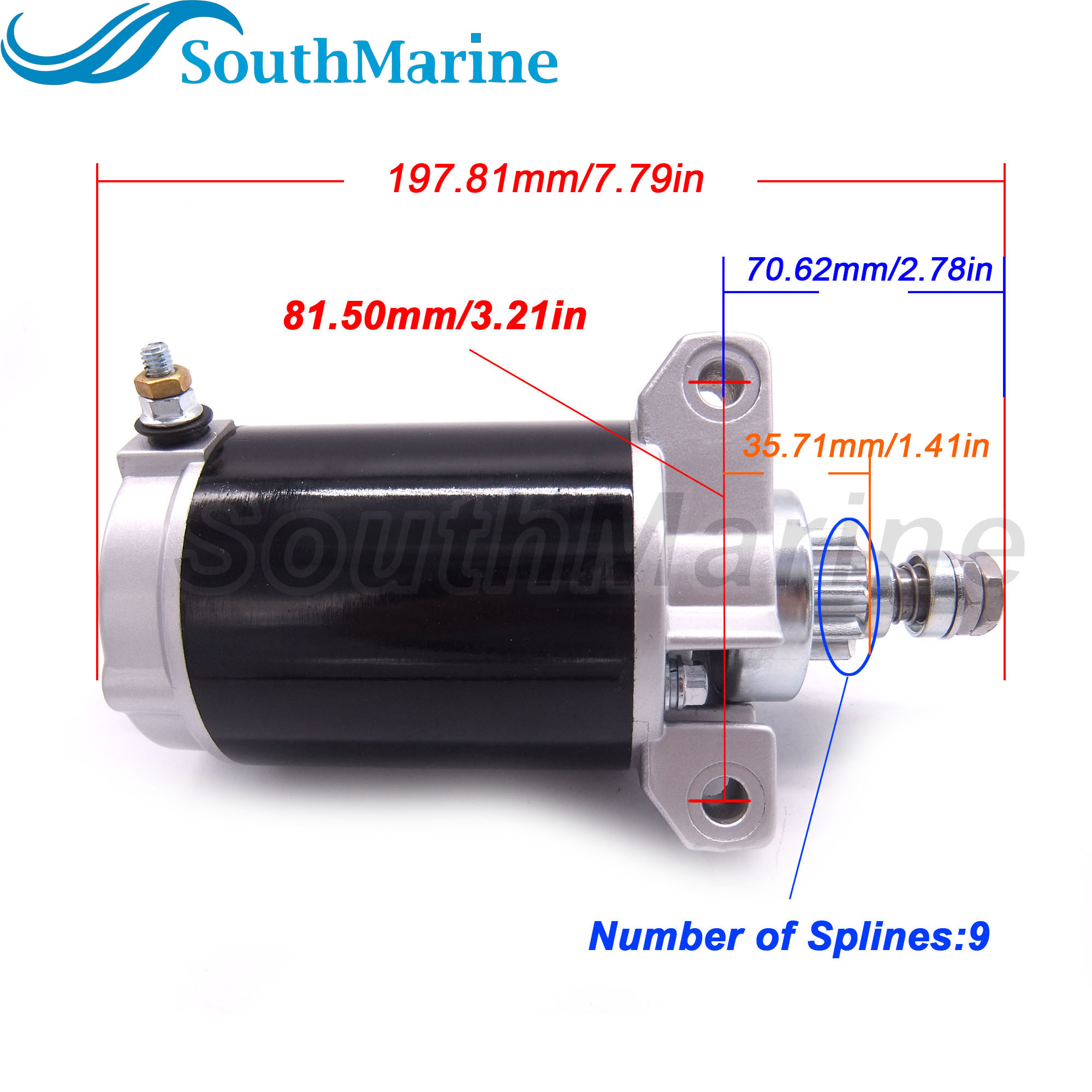 Boat Motor 689-81800-13 689-81800-12 689-81800-11 Starter Motor for Yamaha 25HP 30HP Outboard Engine, 18-6410 for Sierra