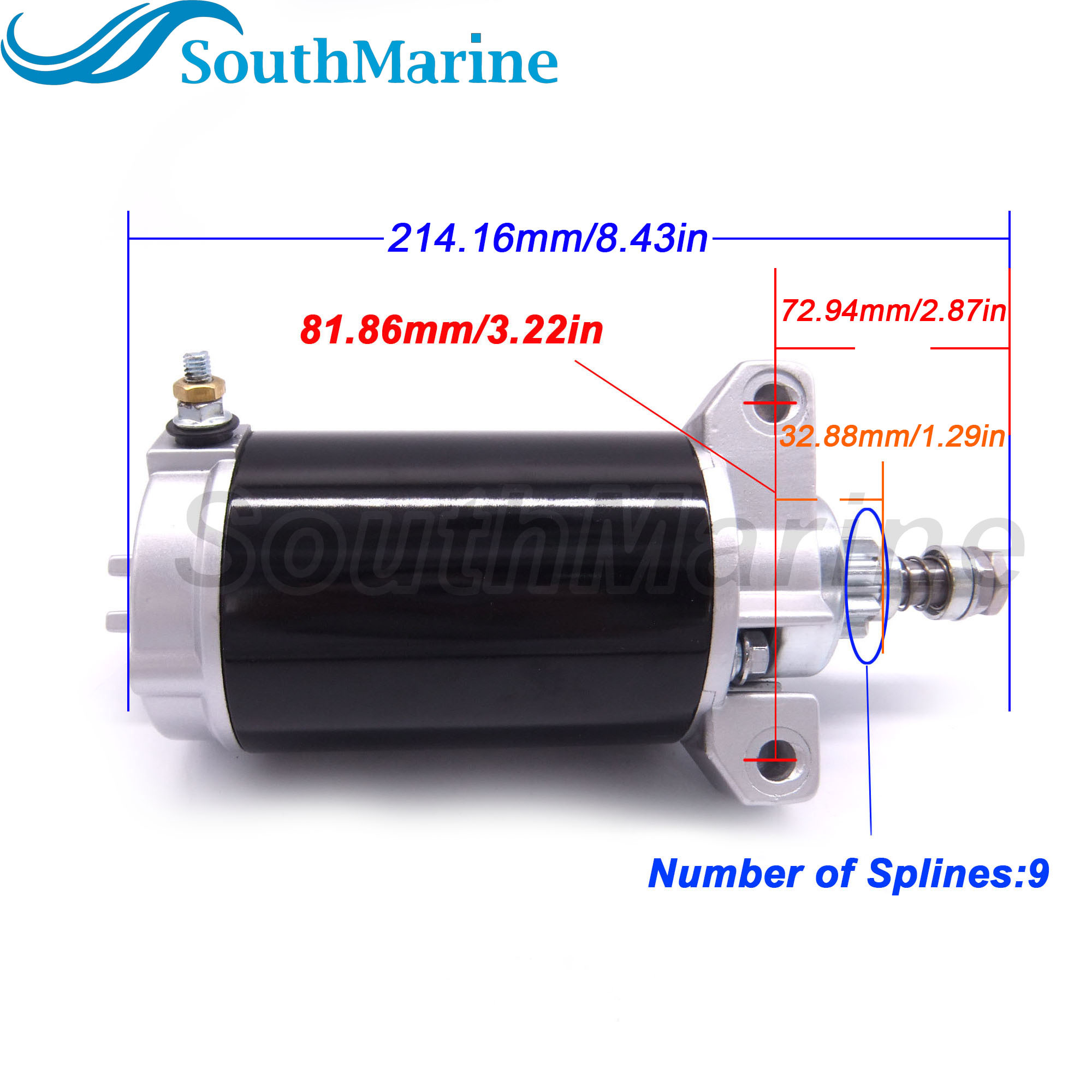 Boat Motor 50-854636 50-854636T 50-859170T 50-884045T 50-888160T 50-893887T Starter Motor for Mercury Marine 30HP 40HP Outboard Engine, 18-6438 for Si