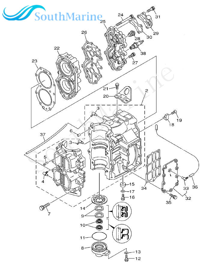 Boat Motor 66T-41114-A0 Exhaust Outer Cover Gasket for Yamaha 2-Stroke 40HP 40X E40X Outboard Engine