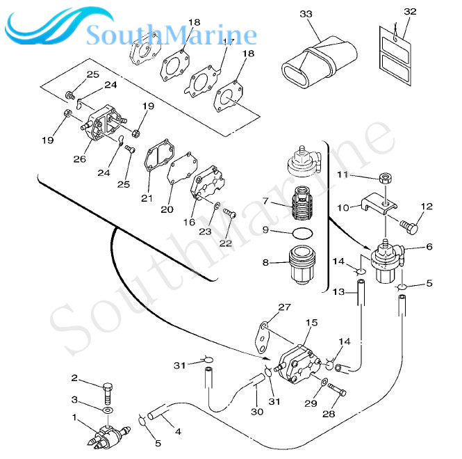 Boat Motor 650-24431-A0 Fuel Pump Gasket for Yamaha 2-Stroke 40HP 40X E40X Outboard Engine, 2pcs