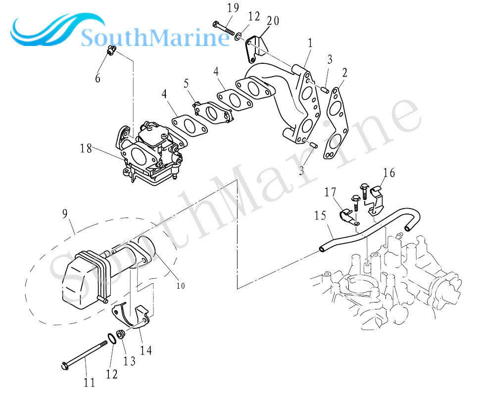 Boat Motor F15-07000007 Manifold Gasket for Parsun 4-Stroke F15 F9.9 F13.5 Outboard Engine