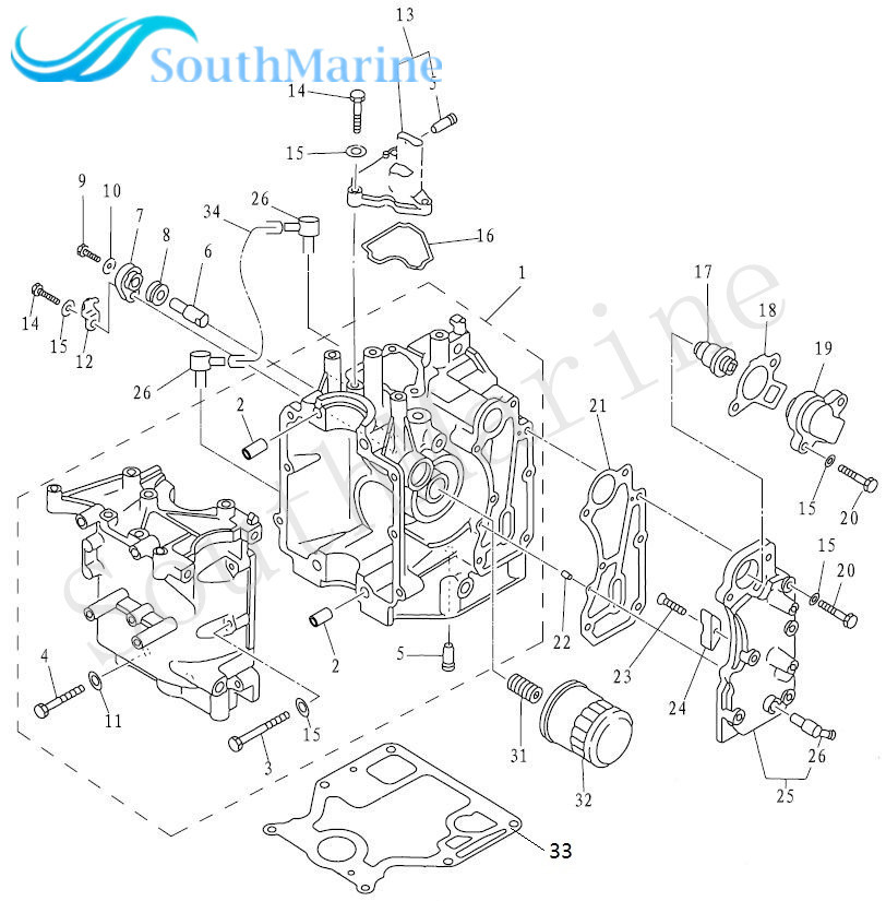 Boat Motor F15-00000014 Engine Gasket for Parsun 4-Stroke F15 F9.9 F13.5 Outboard Engine
