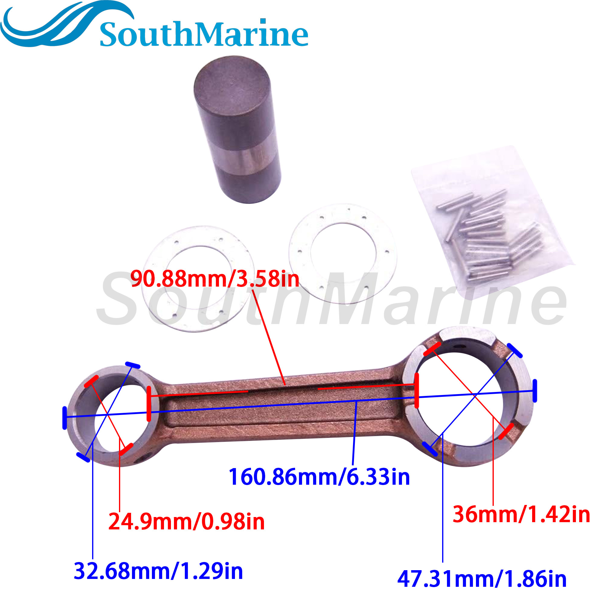 SouthMarine Boat Engine 6K5-11651-00 6K5-11651-00 Connecting Rod Kit for Yamaha 60HP 70HP Outboard Motor
