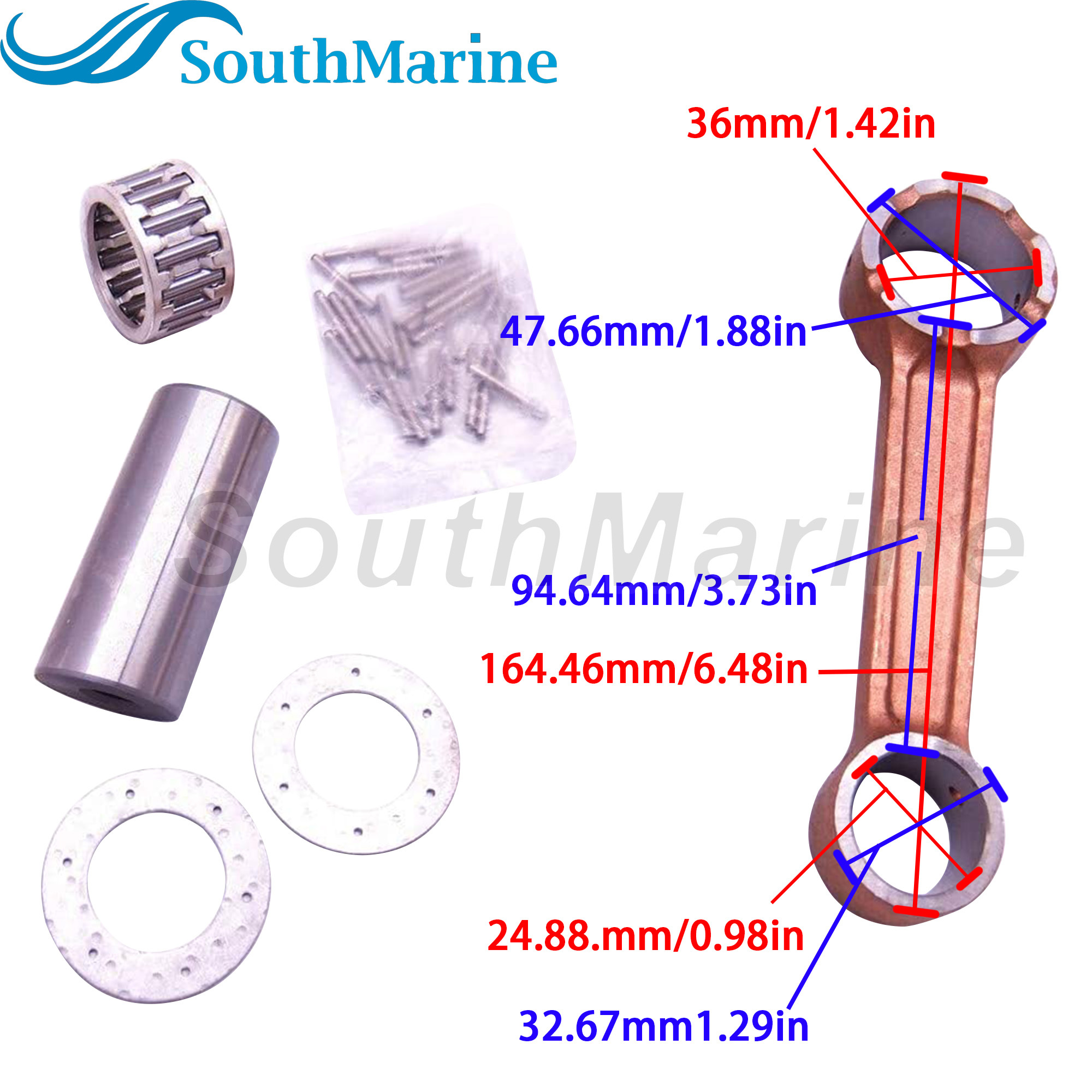 SouthMarine Boat Engine 6F5-11650-00 6F5-11651-00 Connecting Rod Kit for Yamaha 40HP Outboard Motor