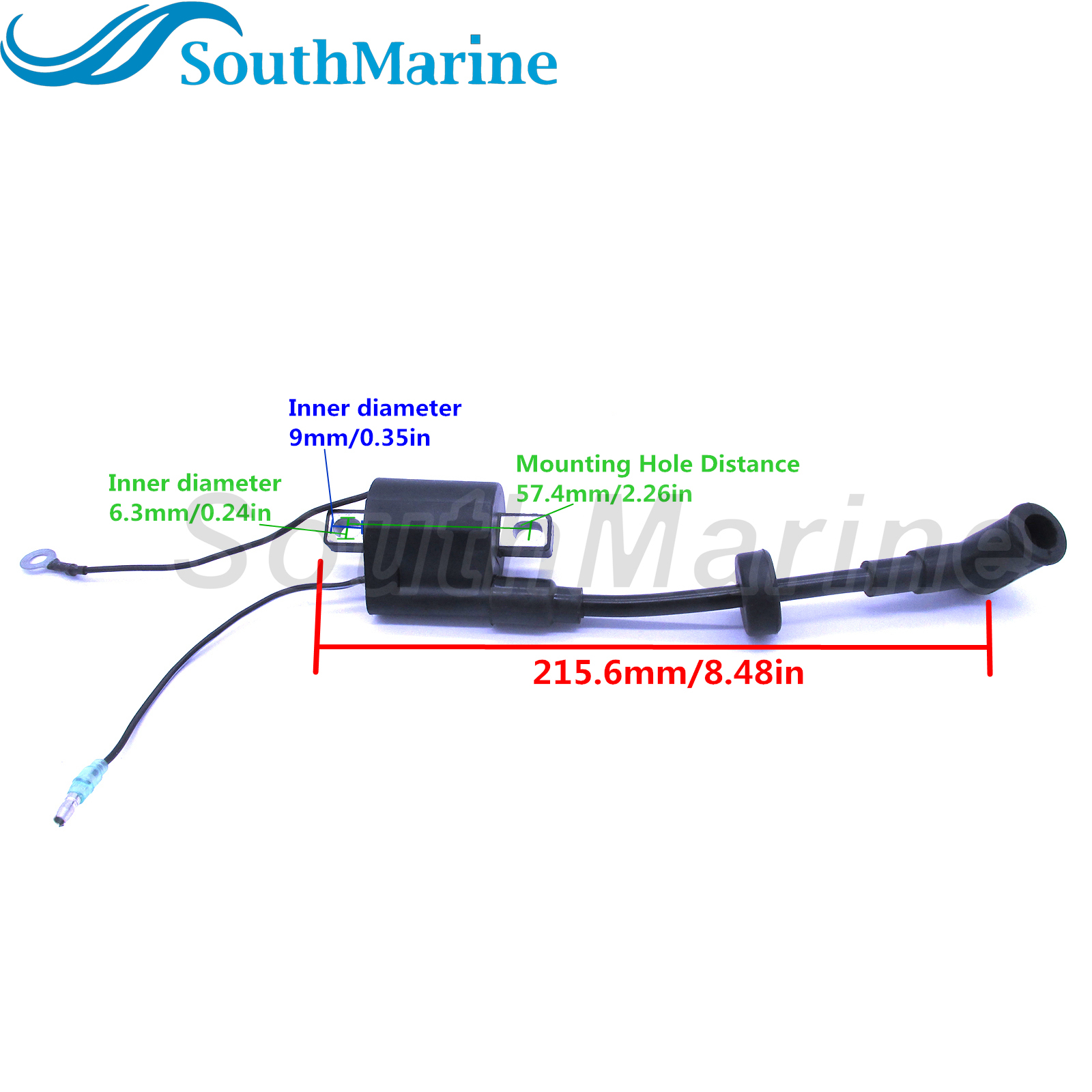 SouthMarine Boat Engine Ignition Coil Assy 6J8-85570-20 6J8-85570-21 6E0-85570-00 6E0-85570-01 for Yamaha 4HP 5HP 25HP 30HP 2-Stroke Outboard Motor