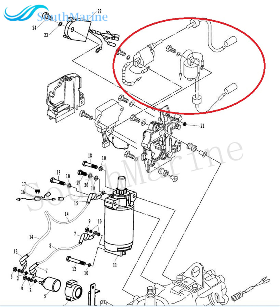 SouthMarine Boat Engine T40-05090101 Electronic Parts A for Parsun HDX 2-Stroke 40CV T40 T40BM T40BW T40G T30BM Outboard Motor 2 Temps G Type, Yellow
