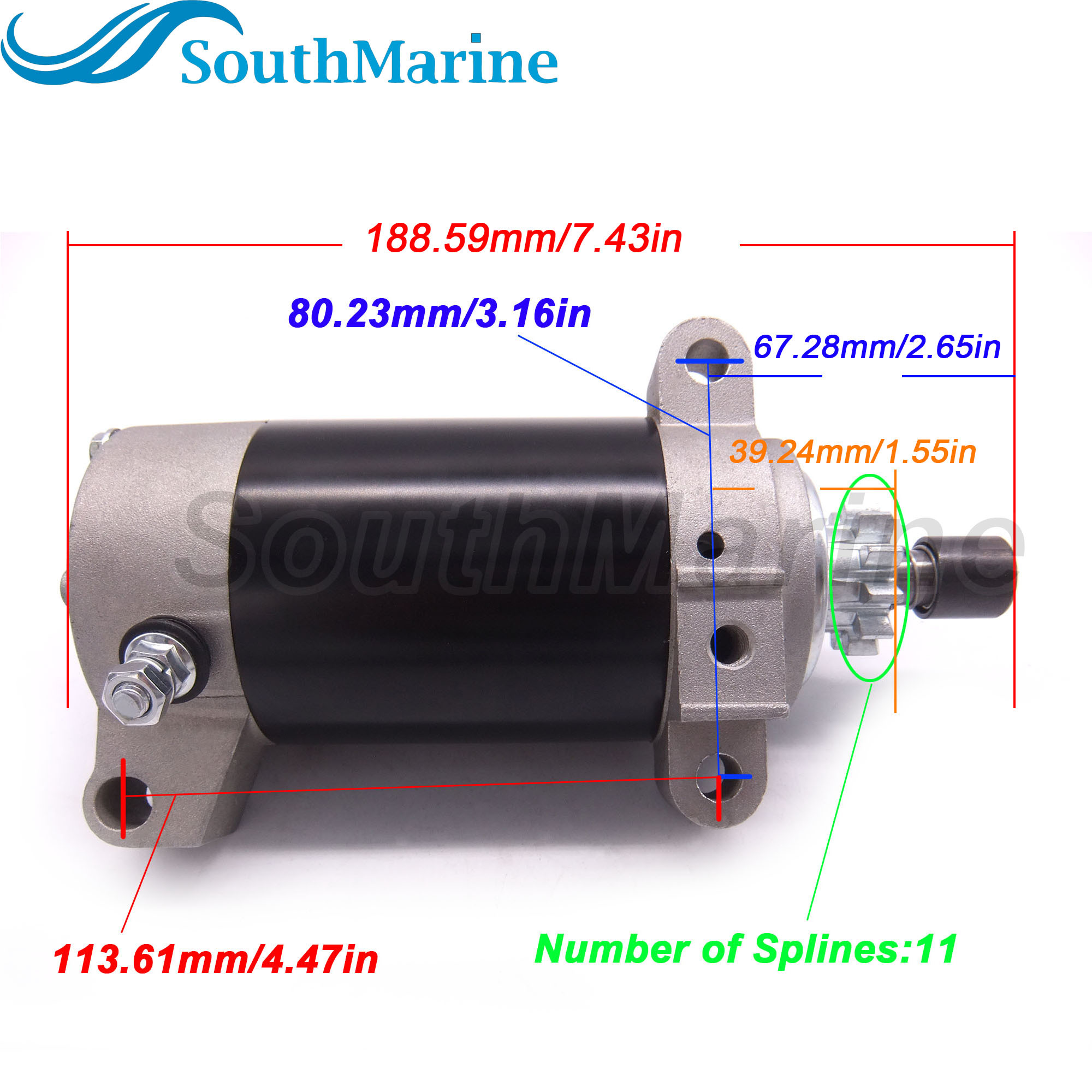 SouthMarine Boat Motor F25-05170100W Starter Motor for Parsun HDX F20 F25 4-Stroke Outboard Engines