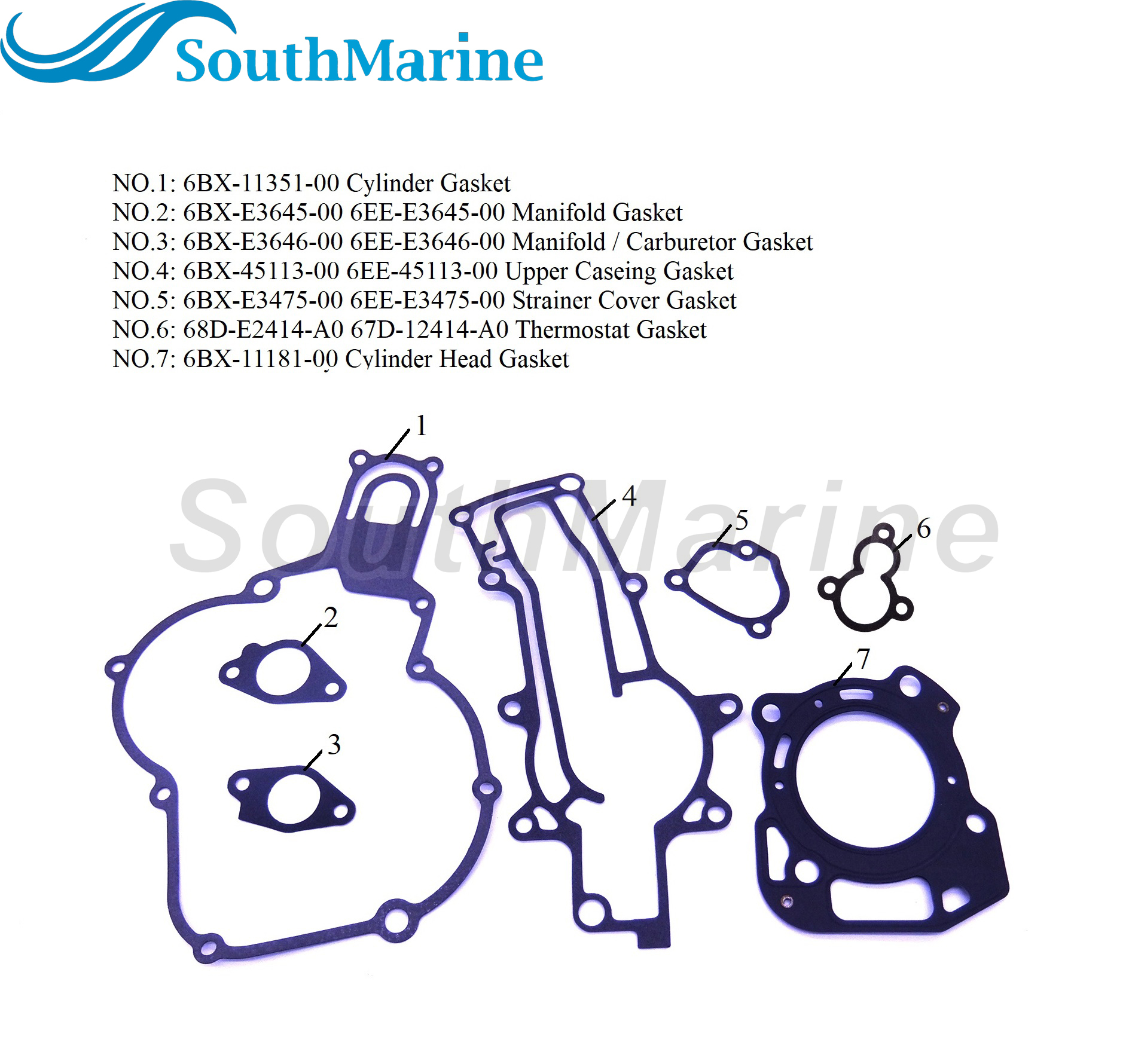 Outboard Engine 6BX-WE001-00 6EE-W0001-00 Power Head Complete Gasket Kit for Yamaha Boat Motor F6 F4 4HP 6HP 4-Stroke