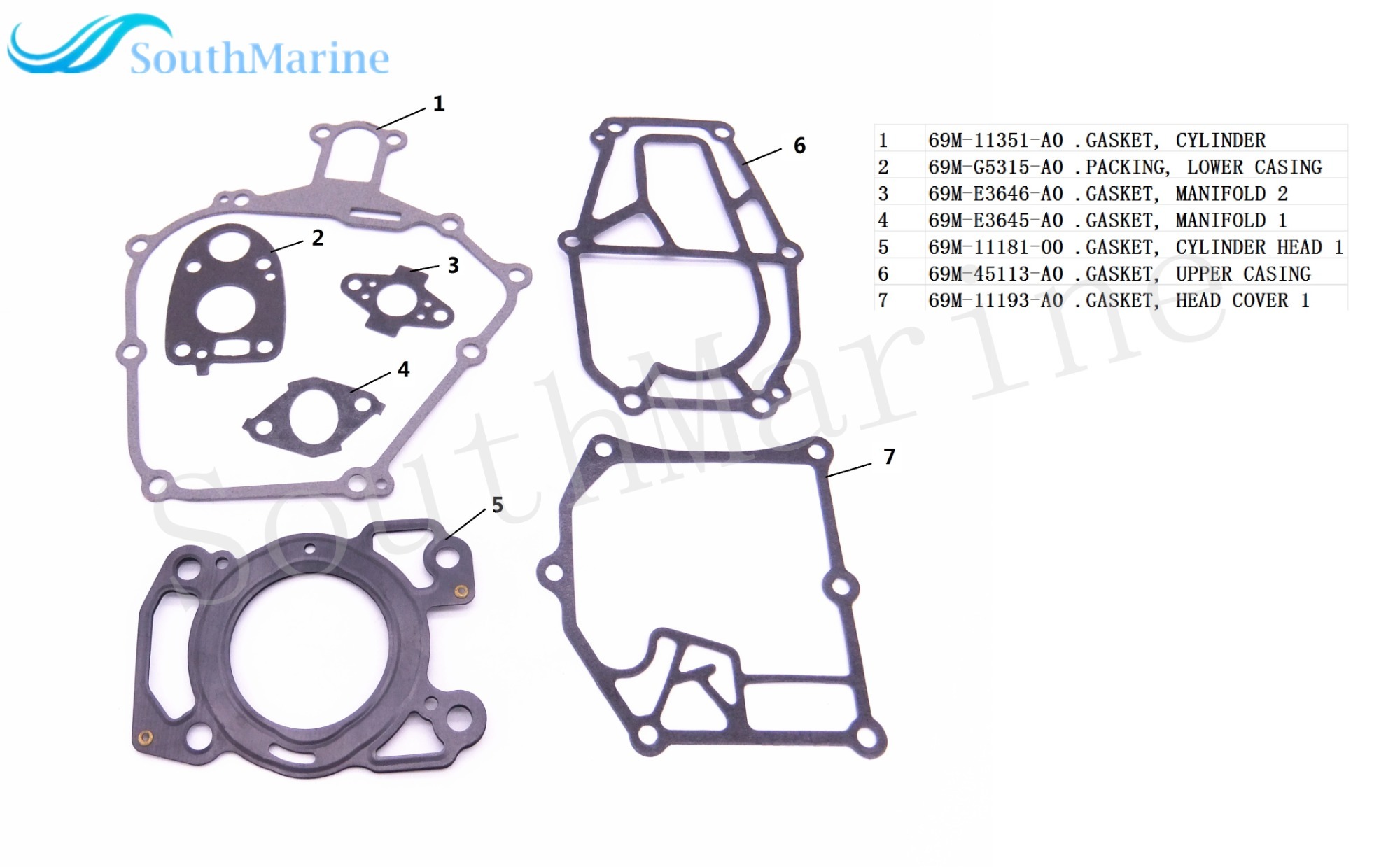 Boat Motor 69M-WE001-00 Complete Power Head Seal Gasket Kit for Yamaha F2.5 2.5HP Outboard Engine