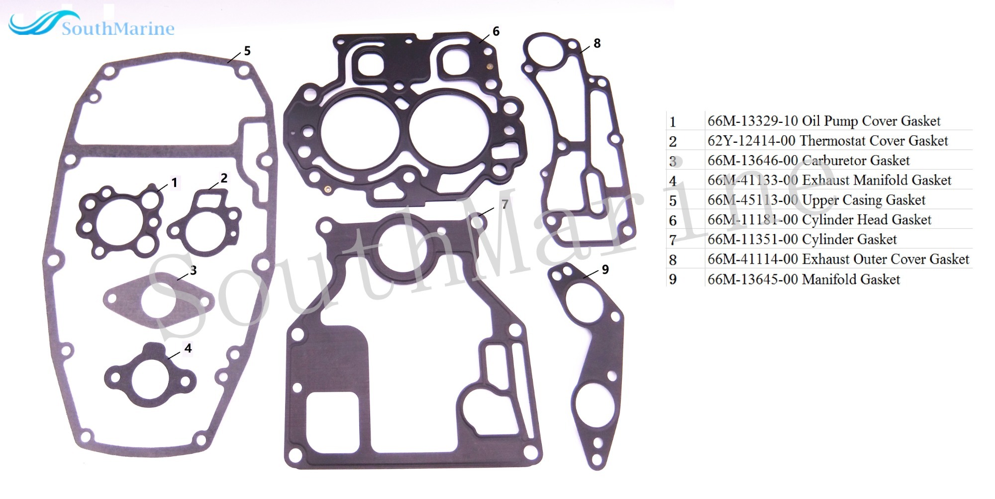Boat Motor 66M-W0001-01 66M-W0001-02 66M-W0001-20 66M-W0001-21 Complete Power Head Seal Gasket Kit for Yamaha F15 15HP