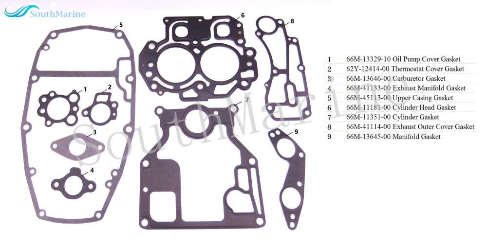 Boat Motor 66M-W0001-01 66M-W0001-02 66M-W0001-20 66M-W0001-21 Complete Power Head Seal Gasket Kit for Yamaha F15 15HP