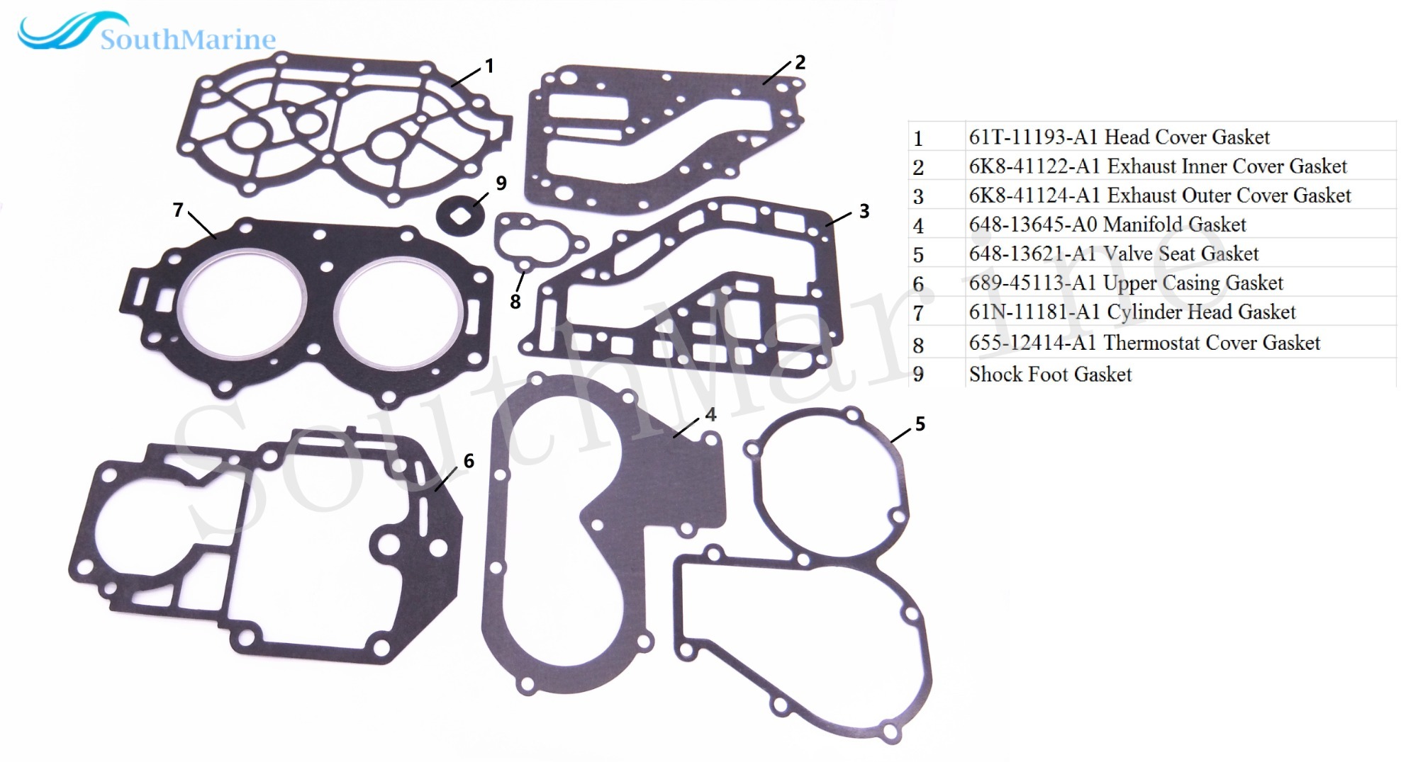 Boat Engine 61T-W0001-01 61T-W0001-02 61N-W0001-00/A0 Complete Cylinder Power Head Gasket Kit for Yamaha Parsun 25HP 30HP