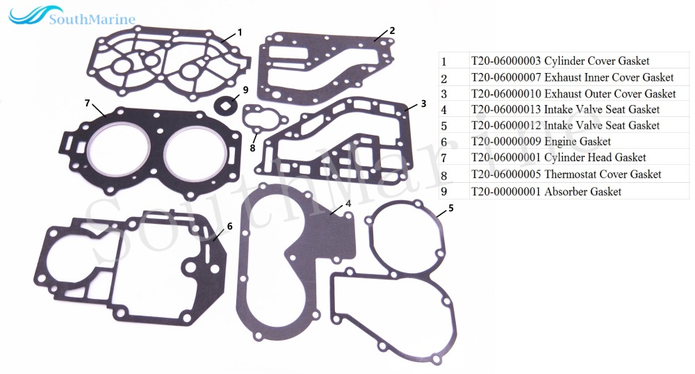 Boat Motor Complete Power Head Seal Gasket Kit for Parsun T20 T25 T30A Outboard Engine