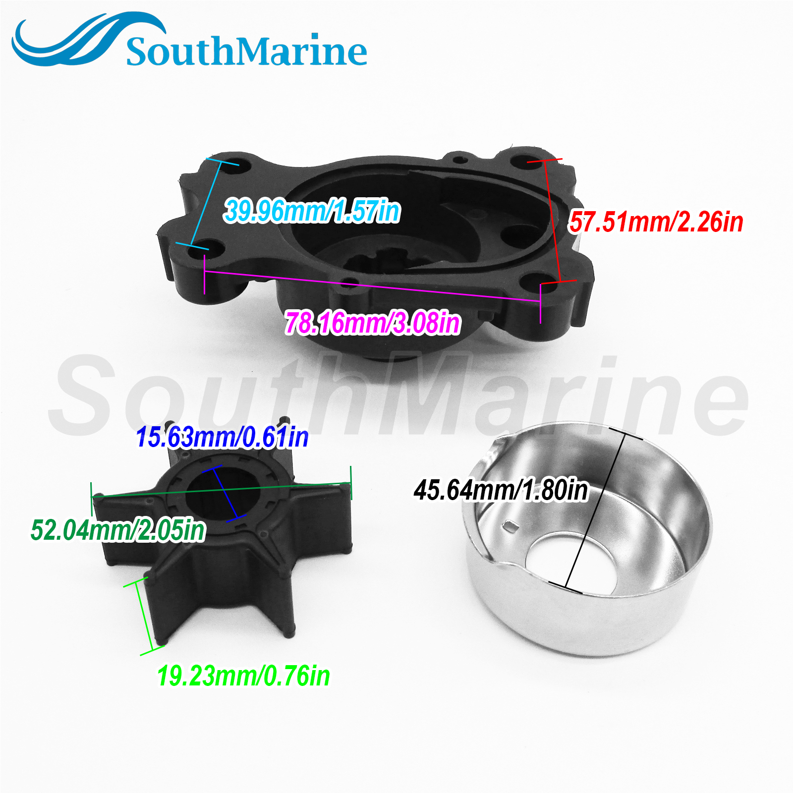 Boat Motor 66T-W0078-00/01 18-3440 18-3413 Water Pump Repair Kit with Housing 66T-44311-00 for Yamaha 25HP 30HP 40HP T25 F30 F40