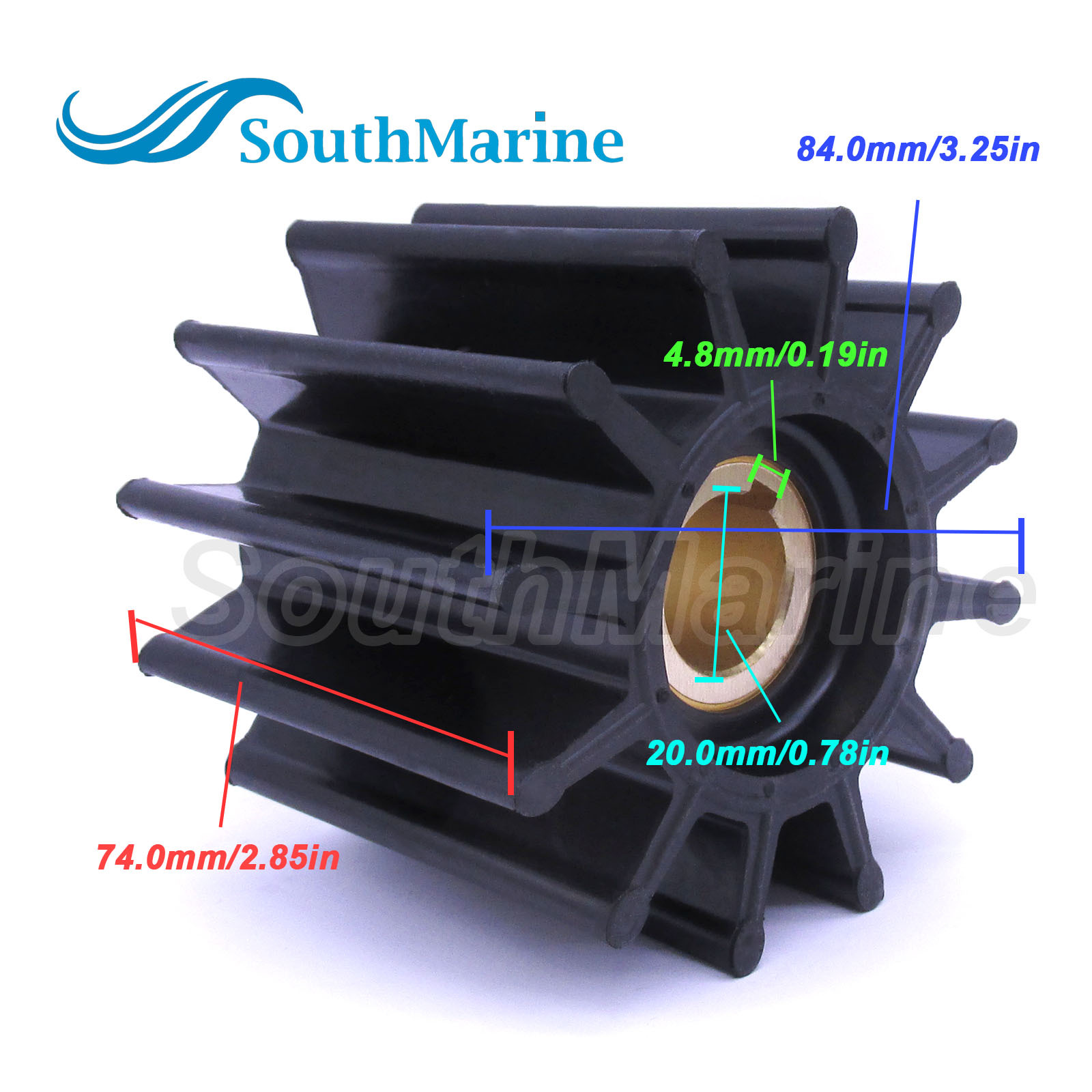 Water Pump Impeller 18958-0001-P for Jabsco / 09-704BT-1 for Johnson / 17000K for Sherwood /500164 for CEF /7600 for JMP
