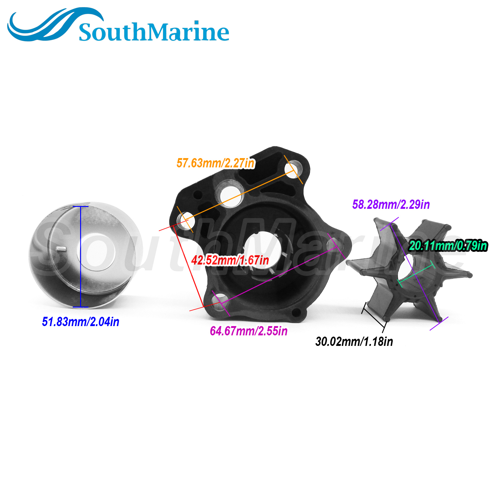 Boat Engine 692-W0078-01 692-W0078-02 692-W0078-A0 Water Pump Repair Kit Without Housing for Yamaha 60HP-90HP Outboard ,for Sierra Marine 18-3370