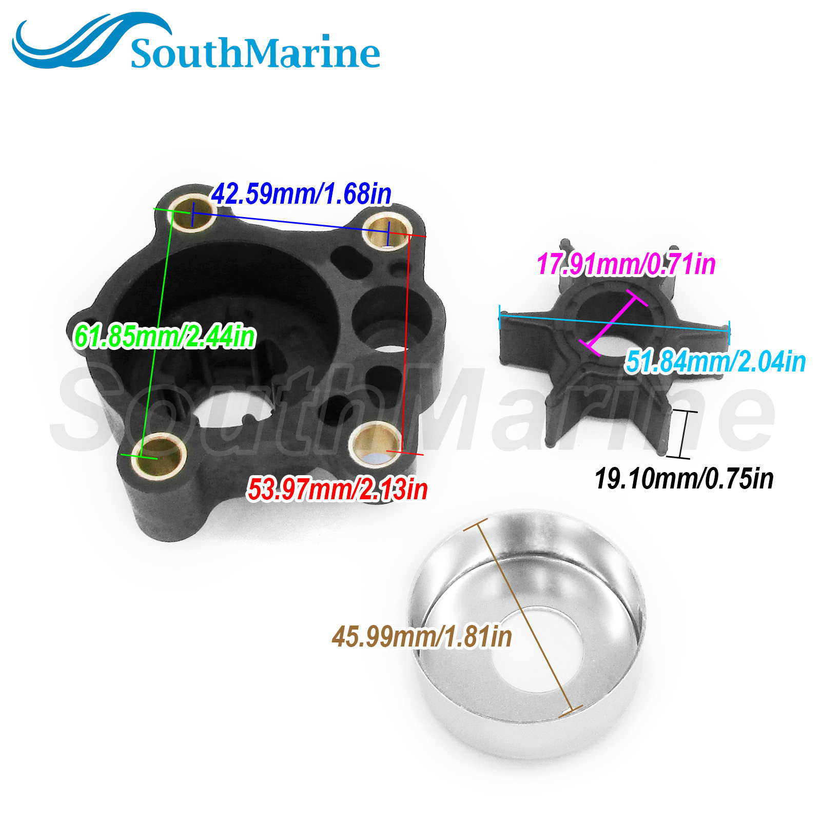 Boat Motor 84188T Water Pump Impeller Repair Kits for Mercury Mariner Outboard Engine 55HP 60HP, for Sierra 18-3425