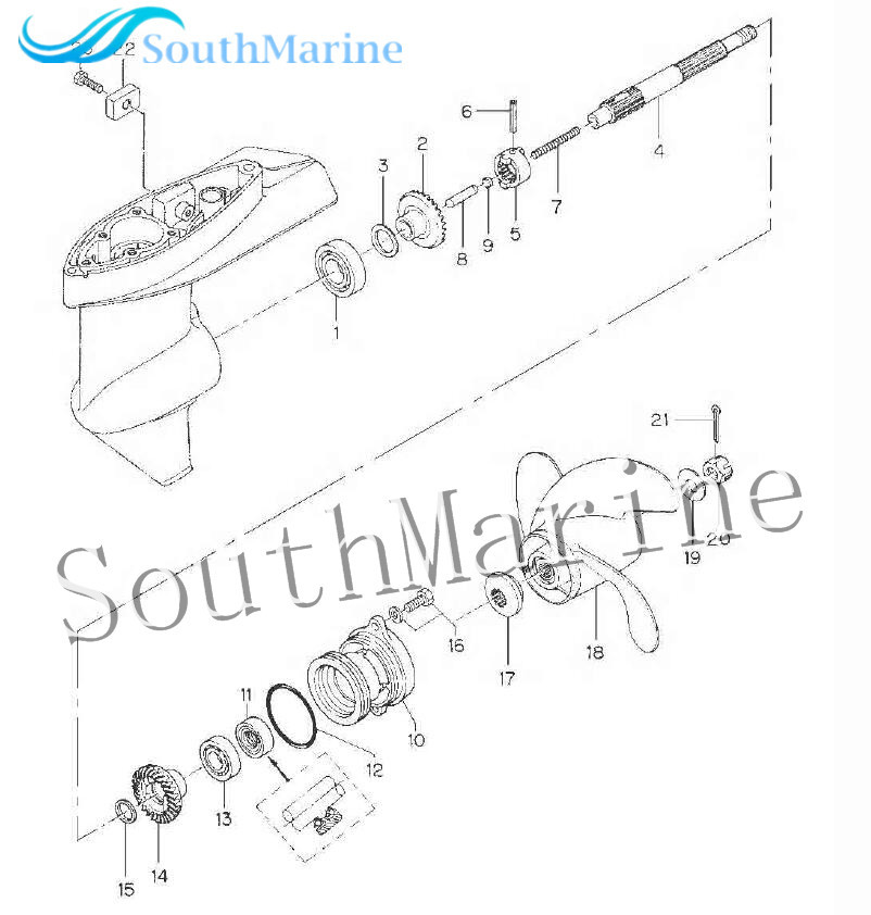 T5-03000003 Pinion & T5-03010000 Forward Gear & T5-03000600 Reverse Gear for Parsun HDX Makara T5 T5.8 T4 Outboard