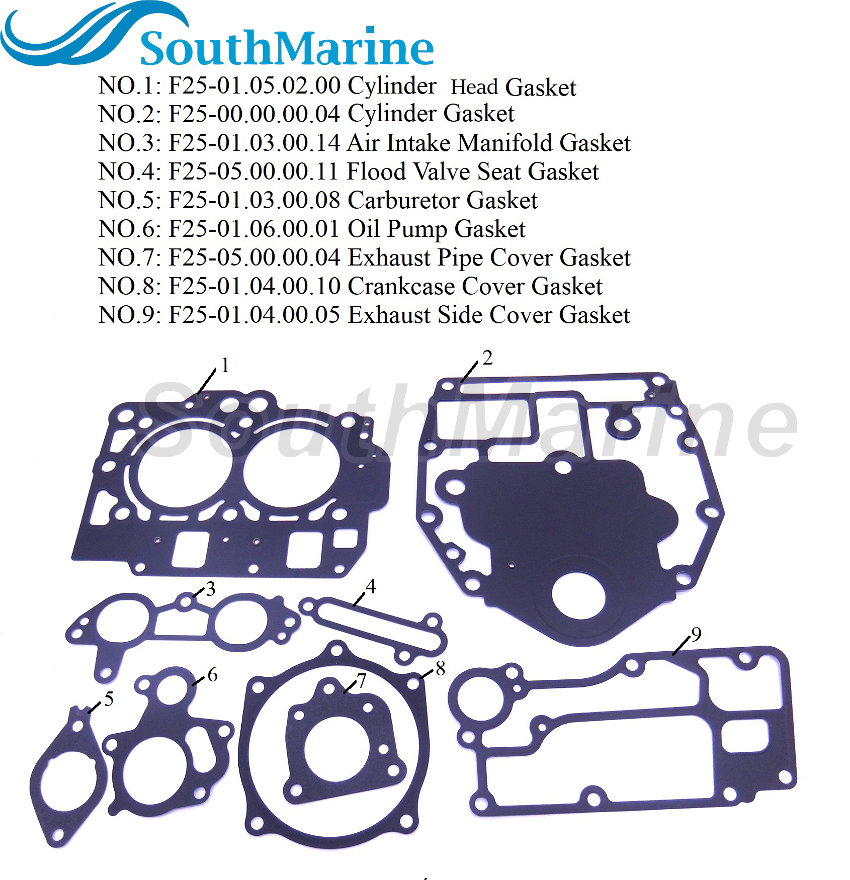 Boat Motor Complete Seal Gaskets Kit for Hidea Outboard Engine F25 25HP 4-Stroke