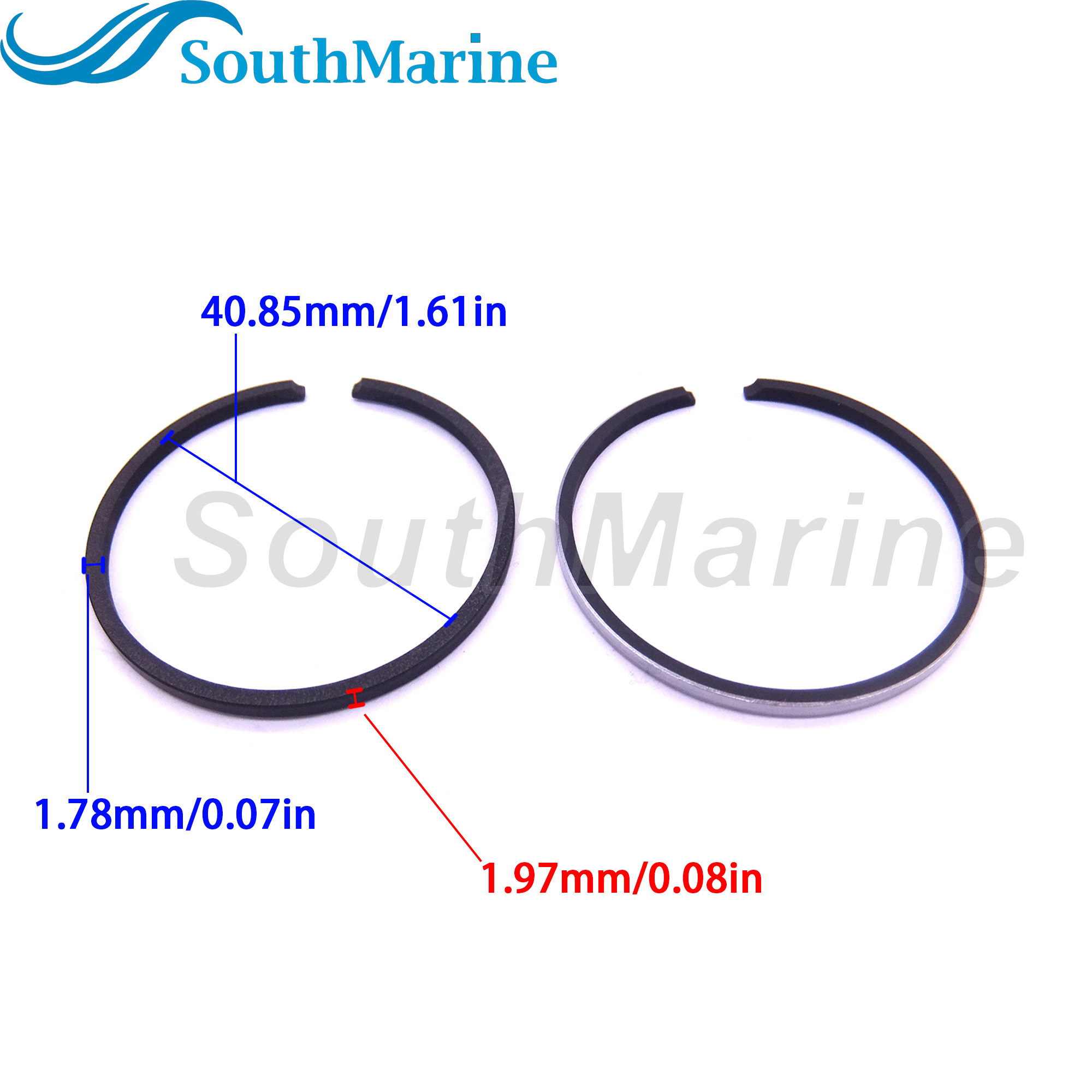 SouthMarine Boat Motor 6F8-11610-00 6E8-11610-00 Piston Ring Set STD for Yamaha 2HP 2C, 42mm