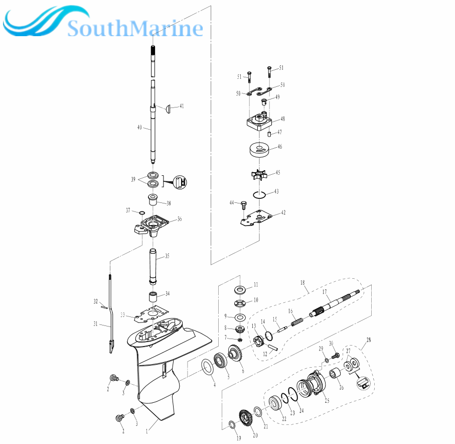 F20-04030000 Long Drive Shaft for Parsun Outboard Engine 4-Stroke F15A F20A Boat Motor