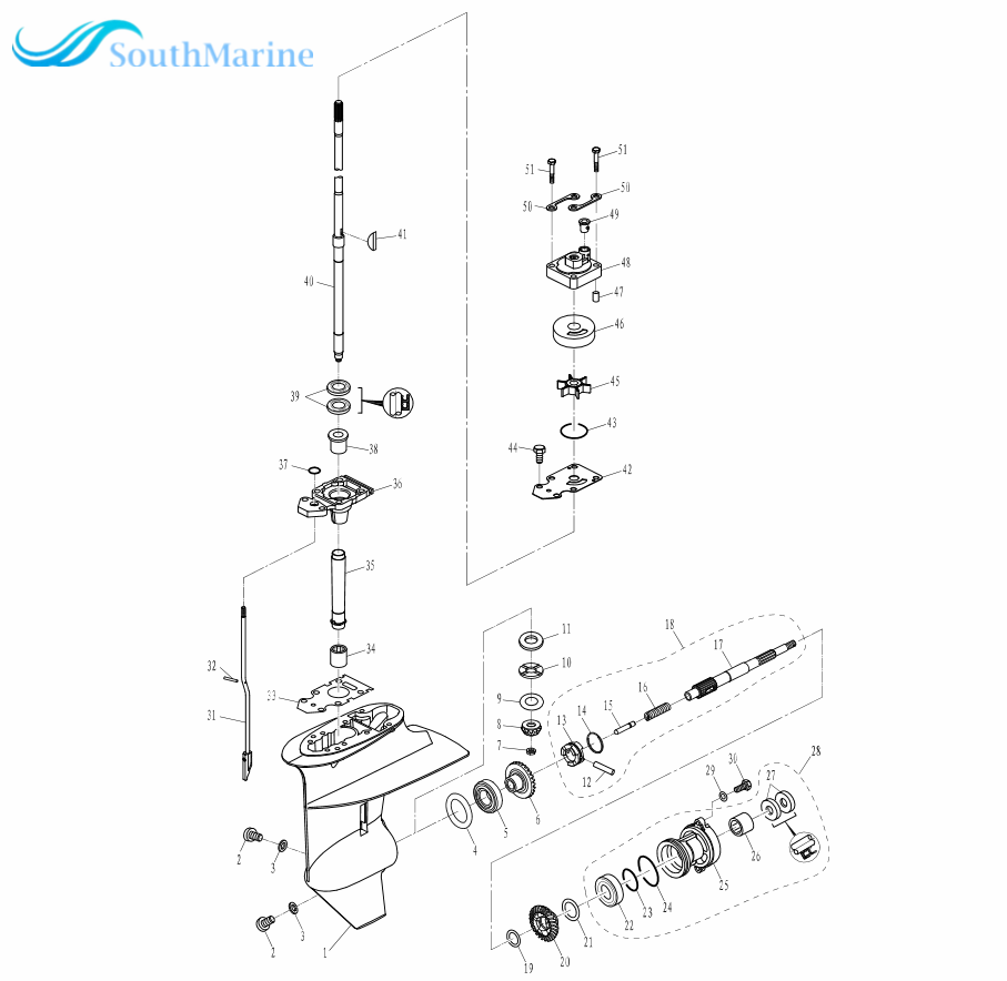 F20-04030000 Short Drive Shaft for Parsun Outboard Engine 4-Stroke F15A F20A Boat Motor