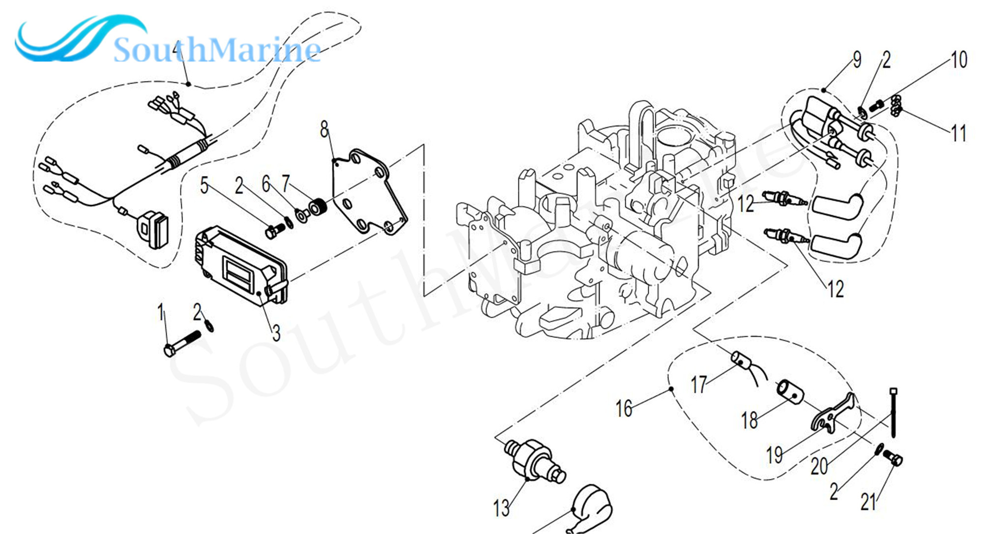 Boat Motor F25-05090001 CDI Unit for Parsun 4-Stroke F20 F25 Outboard Engine C.D.I Unit
