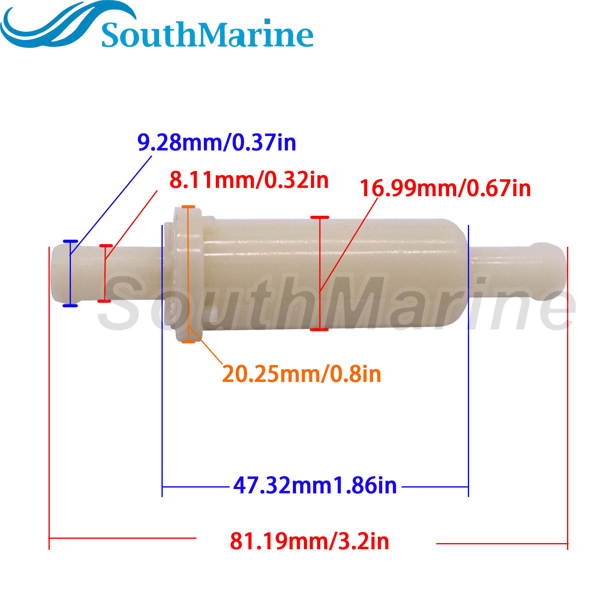 Boat Motor 65W-24251-10 Fuel Filter for Yamaha Outboard Engine 30HP 40HP, Sierra Marine 18-7830, 5/16 inch(8mm)