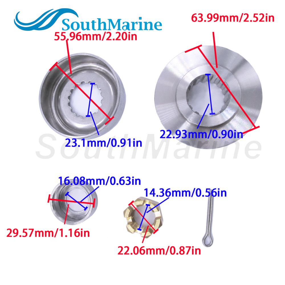 Propeller Spacer 688-45987-00 67F-45997-00 90389-25M00 Bush 90171-16011 Castle Nut 91490-40025 Cotter PIN for Yamaha 50HP-100HP
