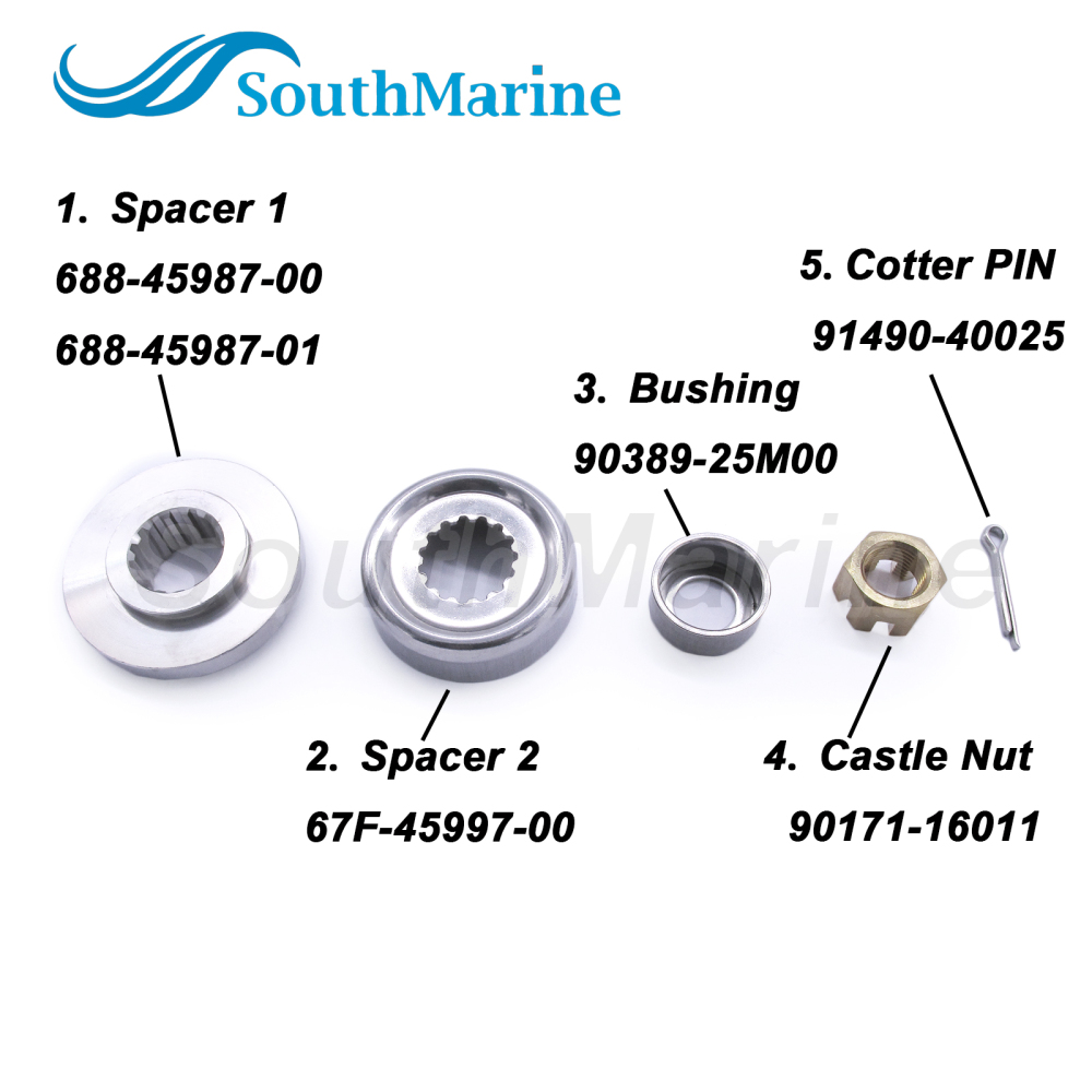 Propeller Spacer 688-45987-00 67F-45997-00 90389-25M00 Bush 90171-16011 Castle Nut 91490-40025 Cotter PIN for Yamaha 50HP-100HP