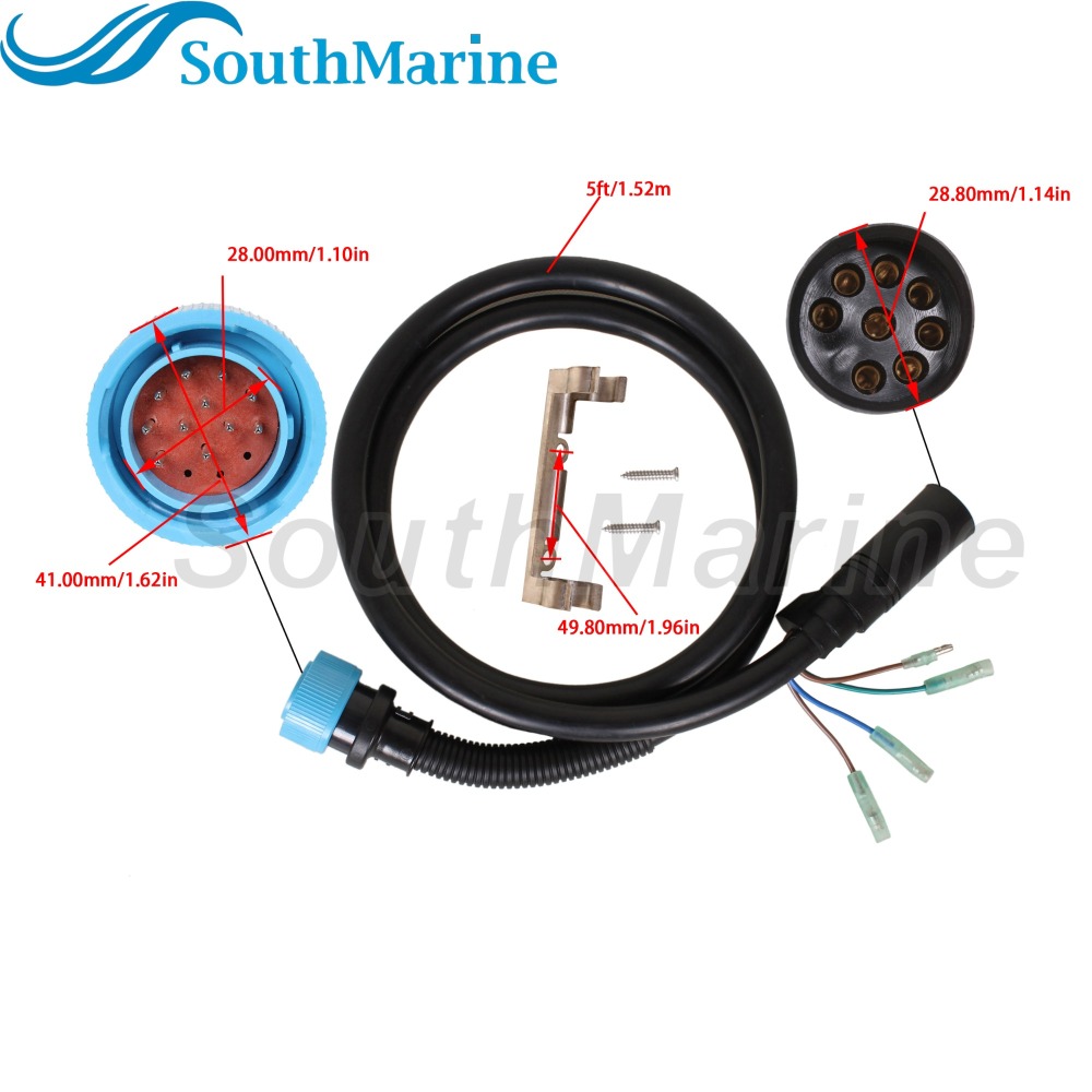 Boat Motor 84-896542T05 Ignition Wire Adapter Harness Assembly for Mercury Outboard Control Box, 8 Pins To 14 Pins, 5ft /1.52m