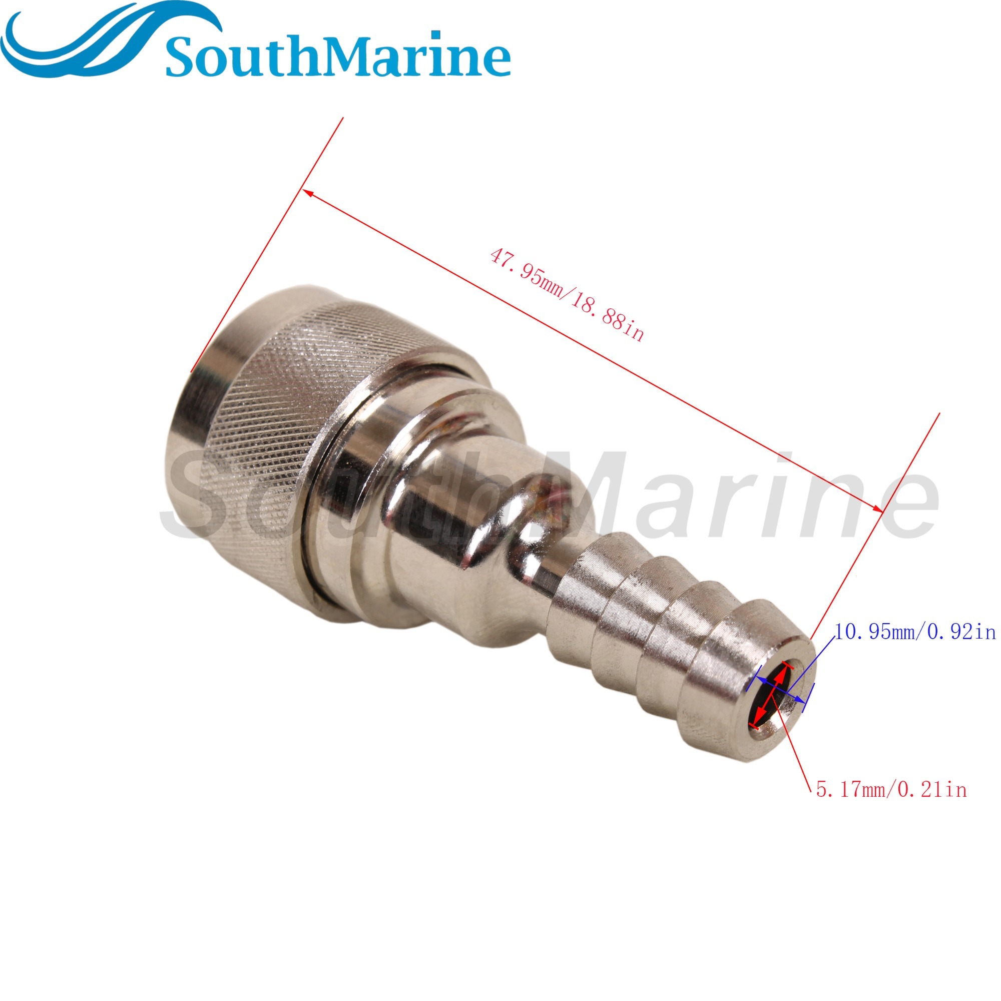 Boat Motor 3GF-70250-0 3GF702500M 3GF-70250-1 3GF702501M Fuel Line Connector for Tohatsu Nissan Engine Side, Female, 8mm/5/16in