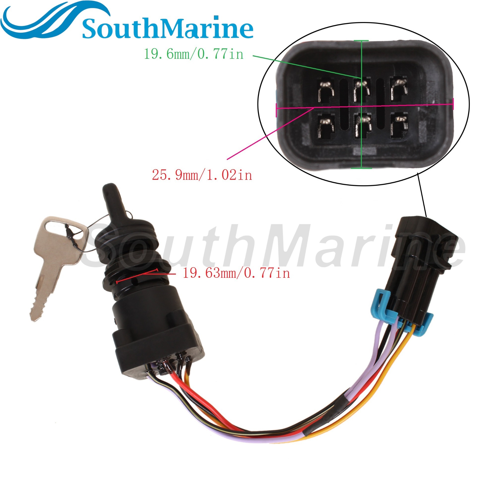 Boat Engine 87-897716K01 897716 8M0059686 3-Position Ignition Key Switch W/Harness for Mercury Marine Quicksilver